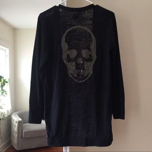 E.vil skull cardigan, black, M, cotton